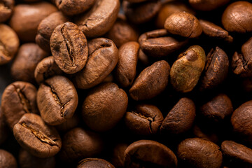 Grão de café do brasil torrado, macro fotografia, background