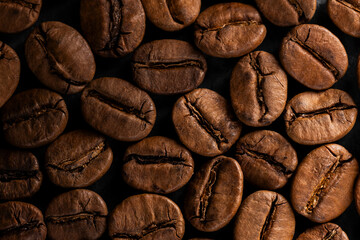 Grão de café do brasil torrado, macro fotografia, background