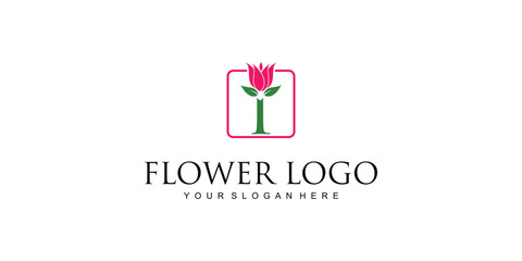 Creative flower logo design with combination letter from A to Z|rose logo| premium vector