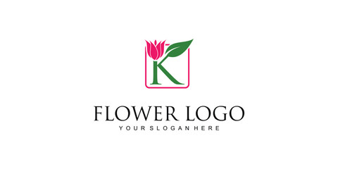 Creative flower logo design with combination letter from A to Z|rose logo| premium vector