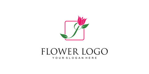 Creative flower logo design with combination letter from A to Z|rose logo| premium vector