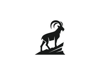 goat logo vector icon illustration, ibex logo template - obrazy, fototapety, plakaty