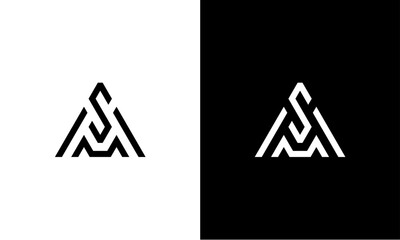 A S initials triangle line logo
