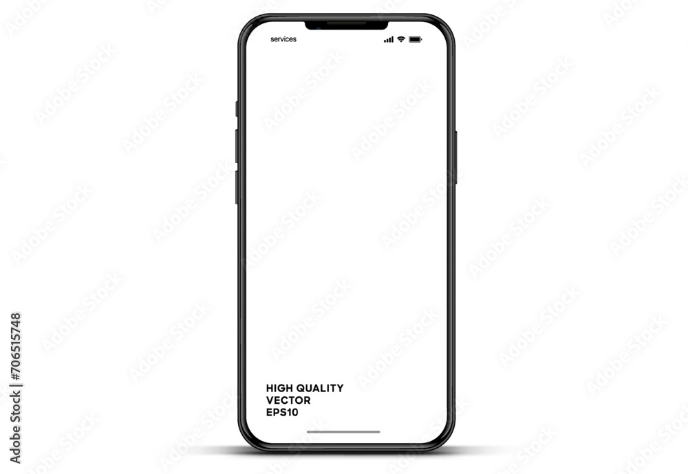 Aufkleber 3d high quality vector smartphone mockups. Ultra realistic mobile device UI UX mockup for presentation template. Cellphone frame with blank screen isolated templates. 3d isometric illustration.