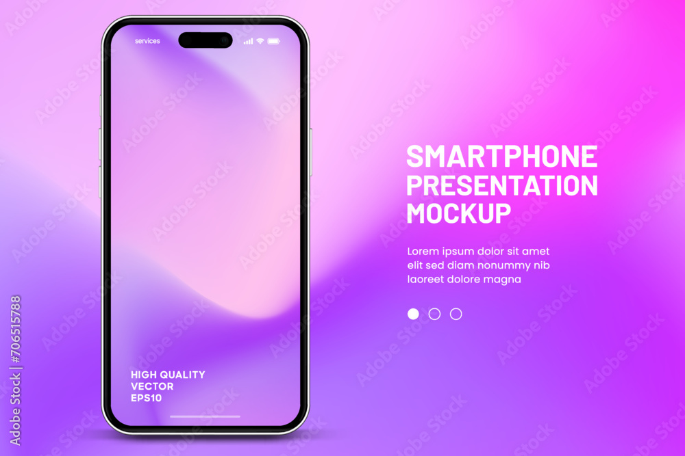 Poster 3d high quality vector smartphone mockups. Ultra realistic mobile device UI UX mockup for presentation template. Cellphone frame with blank screen isolated templates. 3d isometric illustration.
