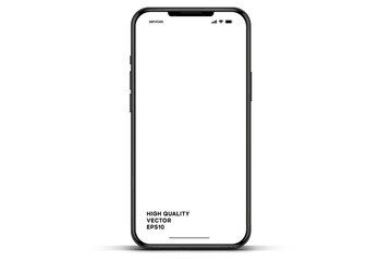 3d high quality vector smartphone mockups. Ultra realistic mobile device UI UX mockup for presentation template. Cellphone frame with blank screen isolated templates. 3d isometric illustration.