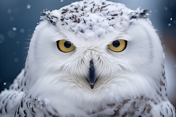 Obraz premium Close up of a snowy owl, Bubo scandiacus