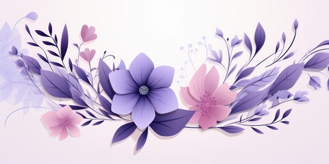 Fototapeta na wymiar Lavender pastel template of flower designs with leaves