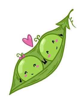 Two peas in a pod character illustration