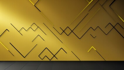 a black and yellow abstract background with lines