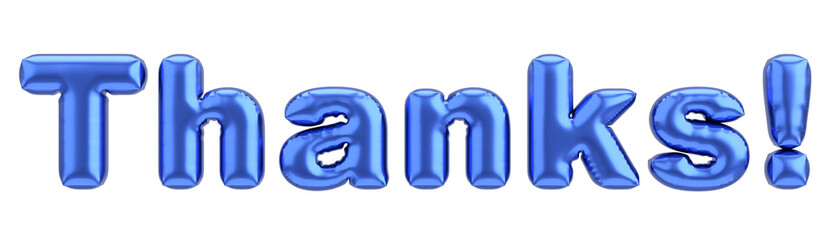 Thanks Text. 3D Balloon Text. 3D illustration.