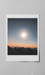 Landscape polaroid photo print against a simple bacgkground