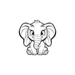 elephant line art logo icon design template