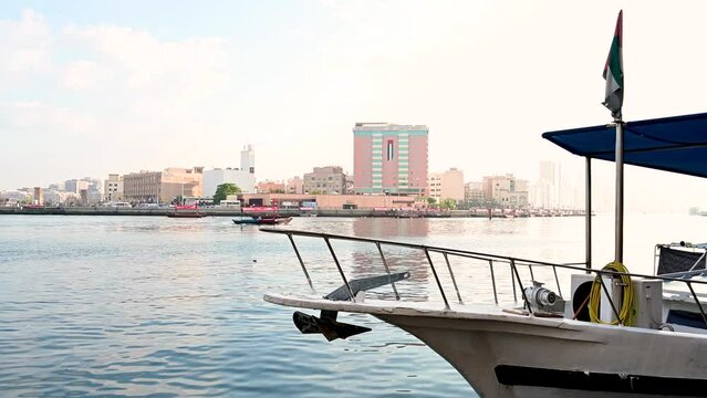 4K Footage of Dubai Water Taxi in Morning Time