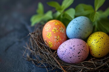 Naklejka na ściany i meble Cute colored easter eggs. Happy Easter