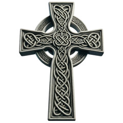 Celtic cross with intricate details,St patrick's day, Png ,3D style and isolated on a transparent background