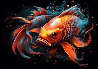 illustration of colorful Koi fish jumping up, for t shirt design