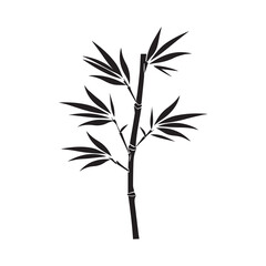 Bamboo leaves icon over white background, silhouette style, vector illustration.