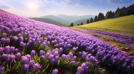 Springtime Hyacinth Hillside Bliss - AI Generated