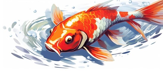 Koi fish illustration, of a Japanese carp.