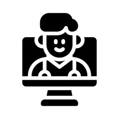 online doctor glyph style vector icon for any project