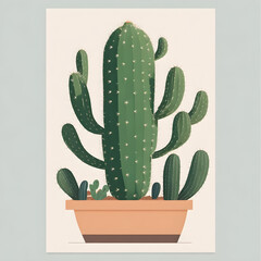 Cactus in a pot. Minimalistic style. Vector illustration.