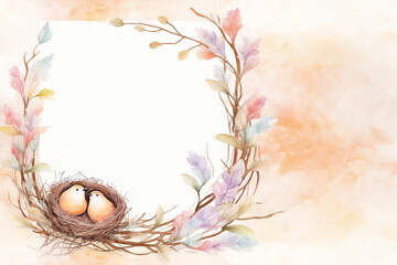 Easter watercolor cards with chicks in the nest