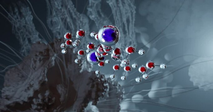 Borax rotating molecular 3d structure ball-and-stick model, looped video food additives e285