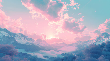 Romantic pink background with cloud, gradient colour