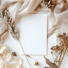 Romantic mock-up for wedding card invitation, blank space, celebration