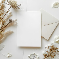 Romantic mock-up for wedding card invitation, blank space, celebration 