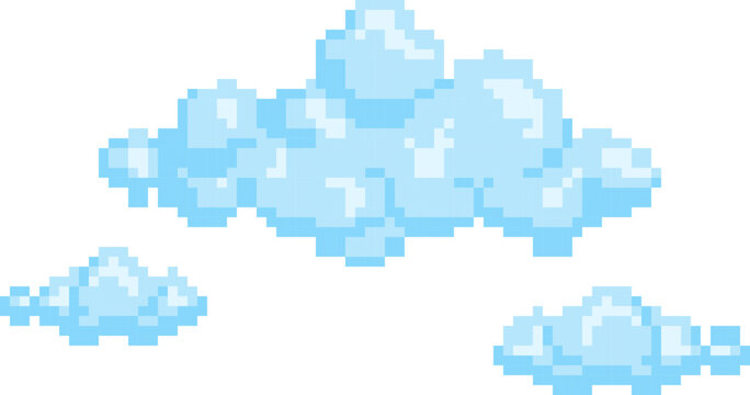 blue sky cloud bubble pixel design for decoration wheather forcast pixel design