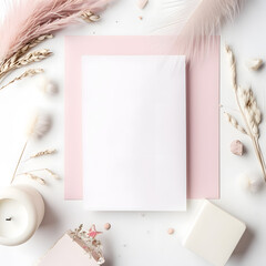Romantic mock-up for wedding card invitation, blank space, celebration 
