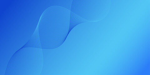 Abstract background with waves for banner. Medium banner size. Vector background with lines. Blue color. Water, ocean, winter. Brochure, booklet