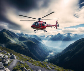 Fototapeta na wymiar helicopter in the mountains