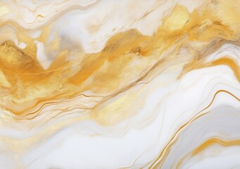 Abstract Painting in Gold and White, A Visual Medley of Colors and Shapes