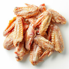 Chicken wings close up on white background.