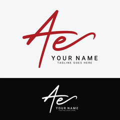 A, E, AE Initial handwriting or handwritten letter logo for identity. Logo with signature, wedding, fashion, floral, botanical and hand drawn in style