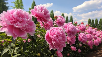 Fototapeta premium Lush Peony Garden in Bloom - AI Generated