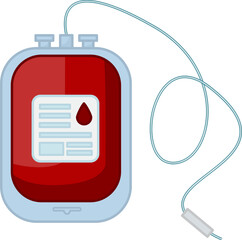 Blood Donation Bag with Tube. Medicine concept. World Donor Day. Vector illustration