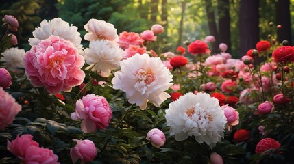 Lush Peony Garden in Bloom - AI Generated