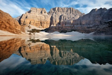 Fototapeta na wymiar Majestic Mountains Reflected in Serene Lake