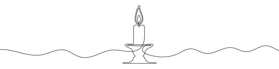 Continuous editable line drawing of candle. Candle icon in one line.