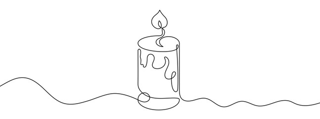 Continuous editable line drawing of candle. Candle icon in one line.