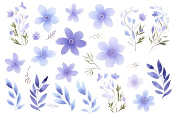 Periwinkle pastel template of flower designs with leaves and petals