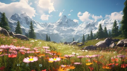 Alpine Edelweiss Meadow Elegance - AI Generated