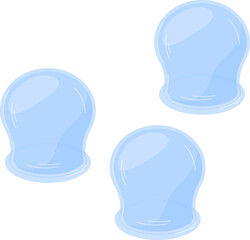 Set of three blue silicone massage cups, body therapy equipment. Medical and health care vector illustration. - obrazy, fototapety, plakaty
