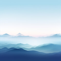 ilustracion con detalle de paisaje montañoso de tonos azulados