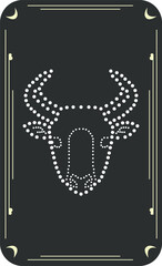 Vector set of zodiac signs. Magic cards. Mystical tarot cards. Retro-vintage engraving in boho style. Phases of the moon.