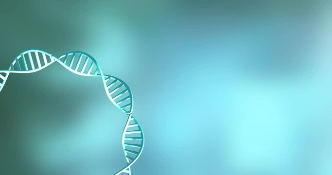 Animation of dna strand spinning with copy space over green background